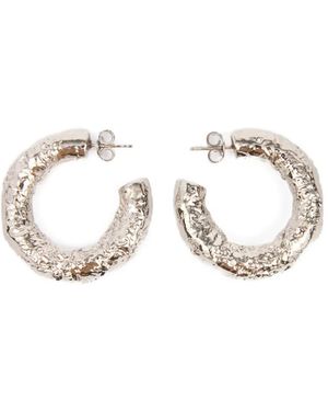 MM6 by Maison Margiela Tinfoil-Textured Hoop Earrings - Metallic