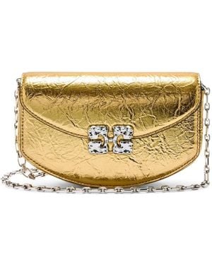 Ganni Logo-Plaque Chain Cross Body Bag - Metallic