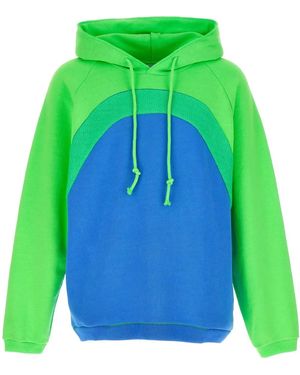 ERL Color-Block Relaxed Fit Hoodie With Textured Detail - Green
