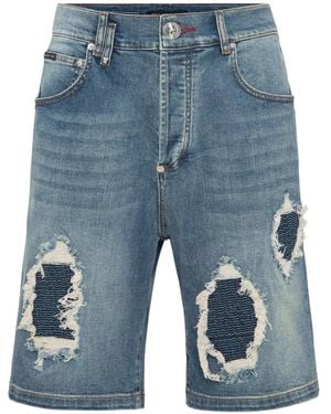 Philipp Plein Formentera Denim Shorts - Blue