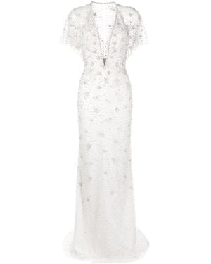 Jenny Packham Sofie ビジュートリム イブニングドレス - ホワイト