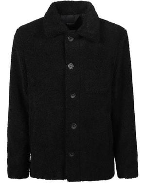 Herno Bouclé-Texture Button-Up Jacket - Black