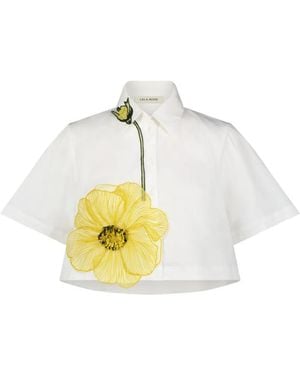 Lela Rose Floral-Appliqué Shirt - White
