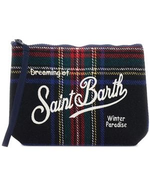 MC2 Saint Barth Clutch Tartan Con Logo - Nero