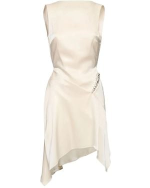 David Koma Crystal-Claw Asymmetric Dress - Natural