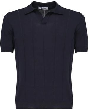 Galiana Striped Cotton Polo Shirt - Blue