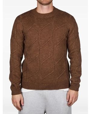 Alpha Studio Cable-Knit Crew-Neck Jumper - Brown