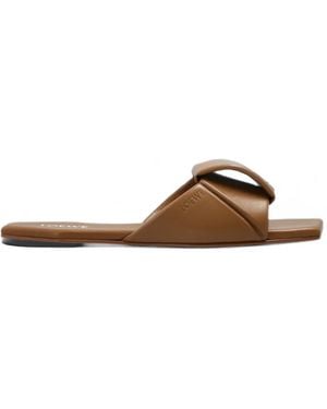 Loewe Origami Leather Flat Sandals - Brown