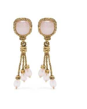 Aurelie Bidermann Miki Rose Quartz Earrings - Metallic