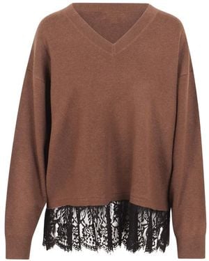 Jovonna London Pull Hana Bordé De Dentelle - Brown