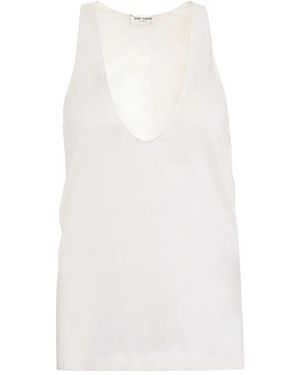 Saint Laurent Low-Plunge Top - White