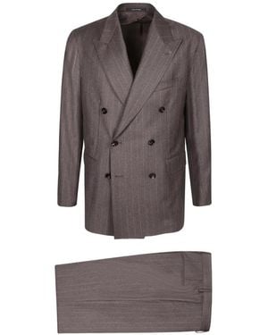 Tagliatore Pinstripe Double-Breasted Suit - Grey