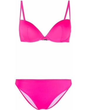 EA7 Logo-Print Underwire Bikini - Pink