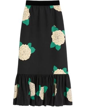Valentino Garavani Apres L'Hiver-Print Midi Skirt - Black