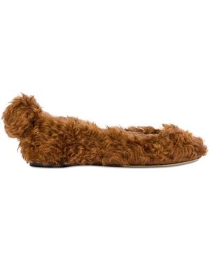 Moschino Shearling Ballet Flats - Brown