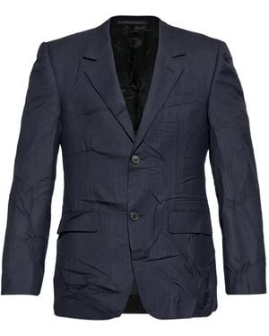 Balenciaga Pinstripe Side-Pockes Blazer - Blue