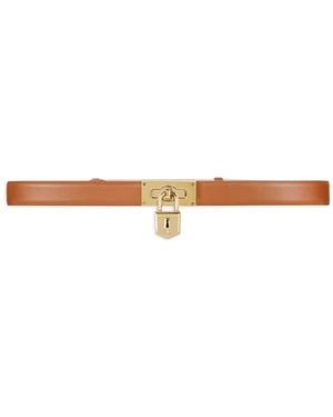 Elisabetta Franchi Leather Belt With Jewel Padlock - White