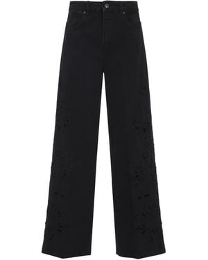 FARM Rio Floral-Appliqué Five-Pockets Jeans - Black