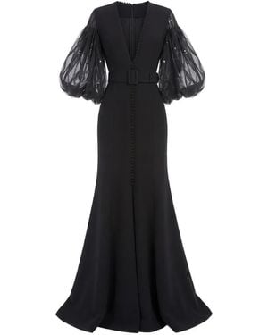 Gatti Nolli by Marwan Sequin-Embellished Gown Dress - Black