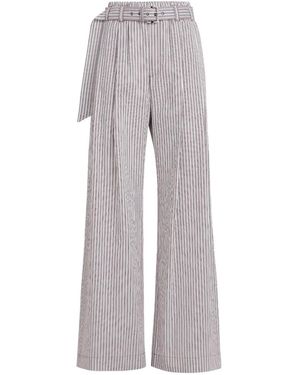 Brunello Cucinelli Striped Belted Pants - Gray