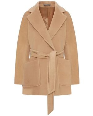 Tagliatore Belted Wool Coat - Natural