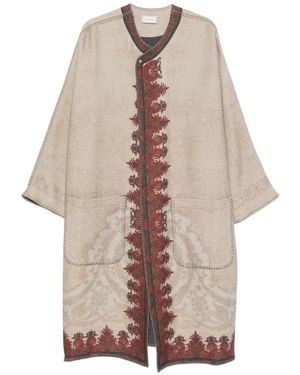 Pierre Louis Mascia Kimono À Motif Cachemire Et Surpiqûres - Natural