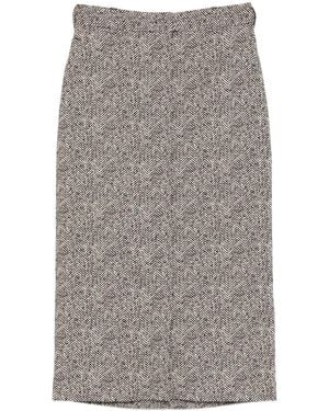 Rochas Midi-Rok Met Visgraat Patroon - Grijs