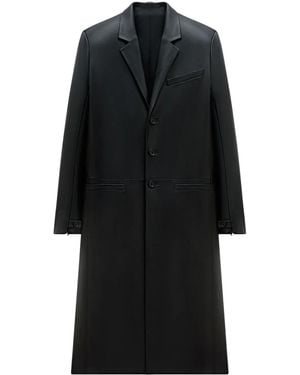 Courreges Zip-Sleeve Leather Tailored Coat - Black