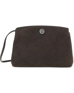 Liffner Pushlock Pouch Ostrich-Effect Clutch Bag - Black