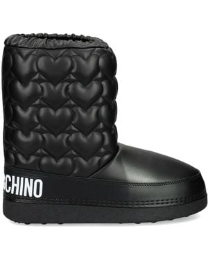 Love Moschino Logo-Print Quilted Boots - Black