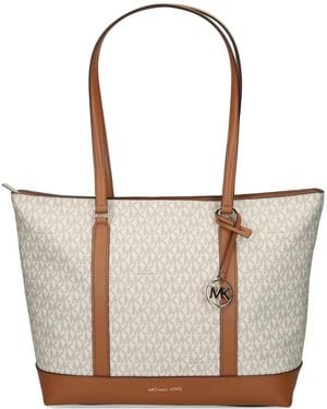 MICHAEL Michael Kors Large Temple Monogram Charm Tote Bag - White