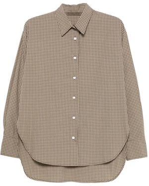 Enza Costa Mini-Plaid-Pattern Shirt - Natural