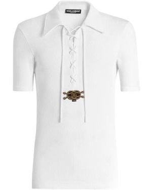 Dolce & Gabbana Cotton Interlock Serafino Shirt - White