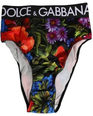 Dolce & Gabbana Floral-Print Logo-Waistband Briefs - Red