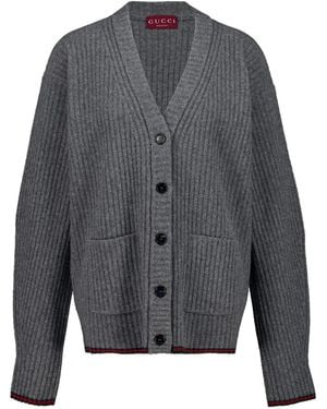Gucci V-Neck Buttoned Cardigan - Grey
