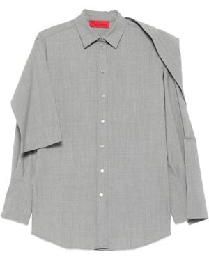 Thelatest Sleeve Button-Front Shirt - Grey