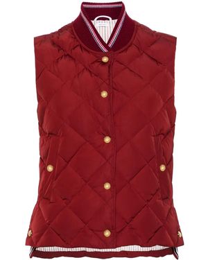 Thom Browne Chaleco con acolchado de rombos - Rojo
