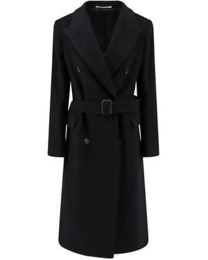 Tagliatore Jole Double-Breasted Belted Coat - Black