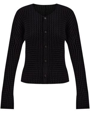 Issey Miyake Pleated Cardigan - Black