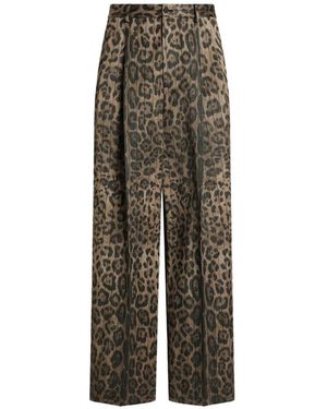 Dolce & Gabbana Leopard-Print Trousers - Natural