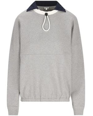 Loewe Pullover Mit Kordelzug Und Logo-Stickerei - Grau