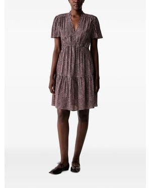Marc O' Polo Geometric-Print Tiered Mini Dress - Purple