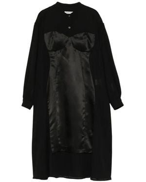 Undercover Satin-Panelled Layered Dress - Black