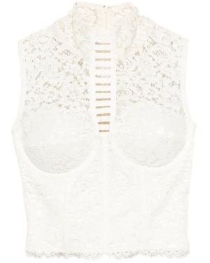 MITILIANE COUTURE Lace-Panelled Corset Top - White