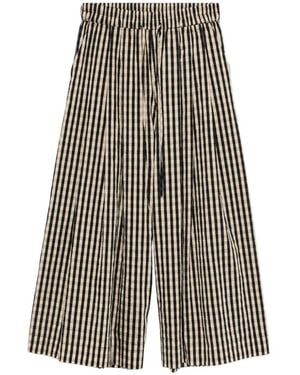 Psophia Check-Pattern Cropped Trousers - Black