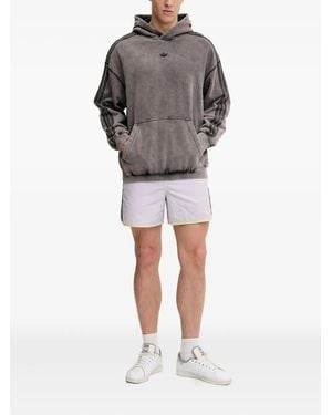 adidas Embroidered-Detail Stripe-Sleeve Hoodie - Grey