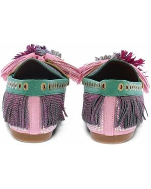 Kurt Geiger 225-Pom-Pom Fringed Slippers - Pink