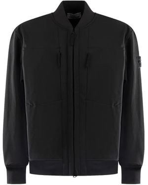 Stone Island Logo-Patch Zip-Up Jacket - Black