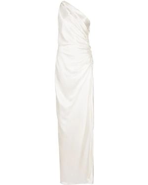 Michelle Mason One-Shoulder Silk Gown - White
