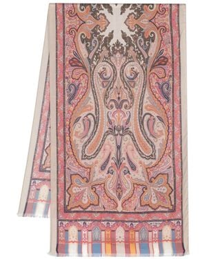 Etro Cashmere And Silk Blend Scarf - Pink